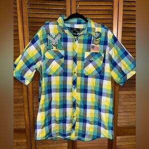 Brooklyn State Blue and Yellow Plaid Men's Shirt 2XL